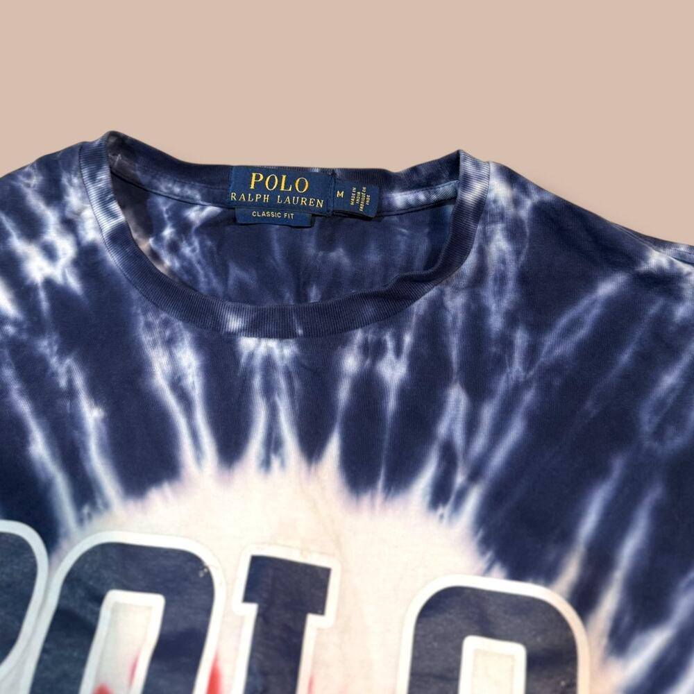 Polo Ralph Lauren Americana Tie-Dye RWB "POLO" Logo T-Shirt Men's Medium - Picture 4 of 5